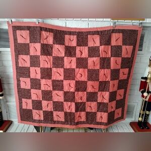 Elegant Pink and Brown Quilted Throw